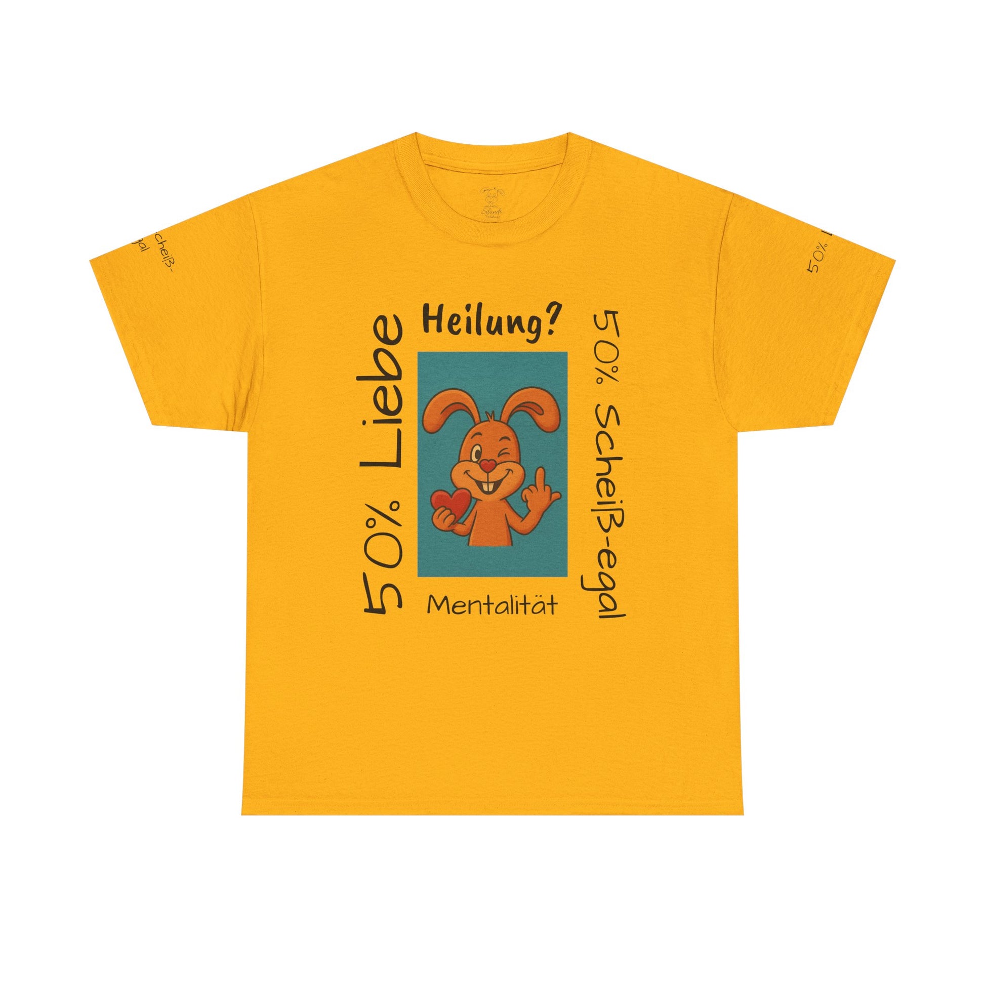 Unisex Baumwoll-T-Shirt Polihase Design 50% Liebe und 50% Scheiß egal