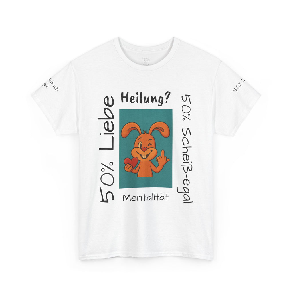 Unisex Baumwoll-T-Shirt Polihase Design 50% Liebe und 50% Scheiß egal