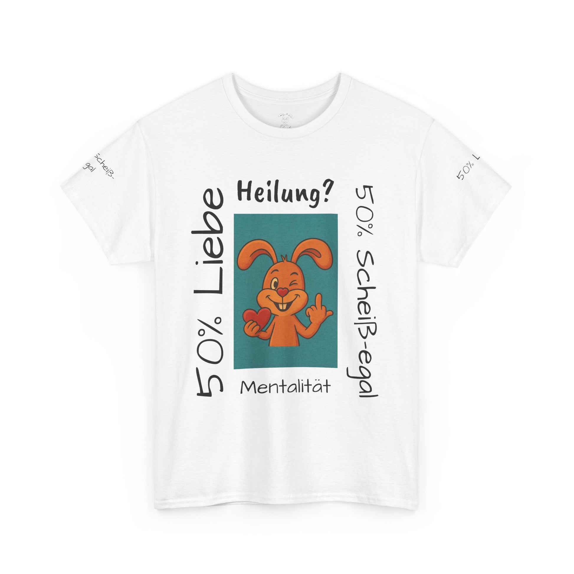 Unisex Baumwoll-T-Shirt Polihase Design 50% Liebe und 50% Scheiß egal