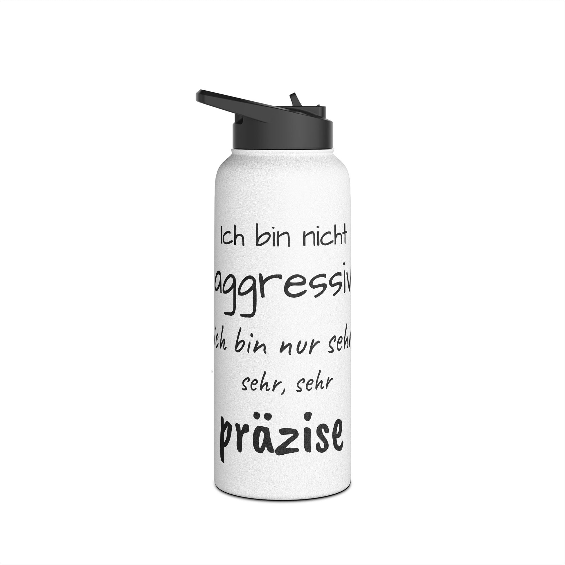 Motivierende Wasserflasche aus Edelstahl Polihase ich bin nicht aggressiv