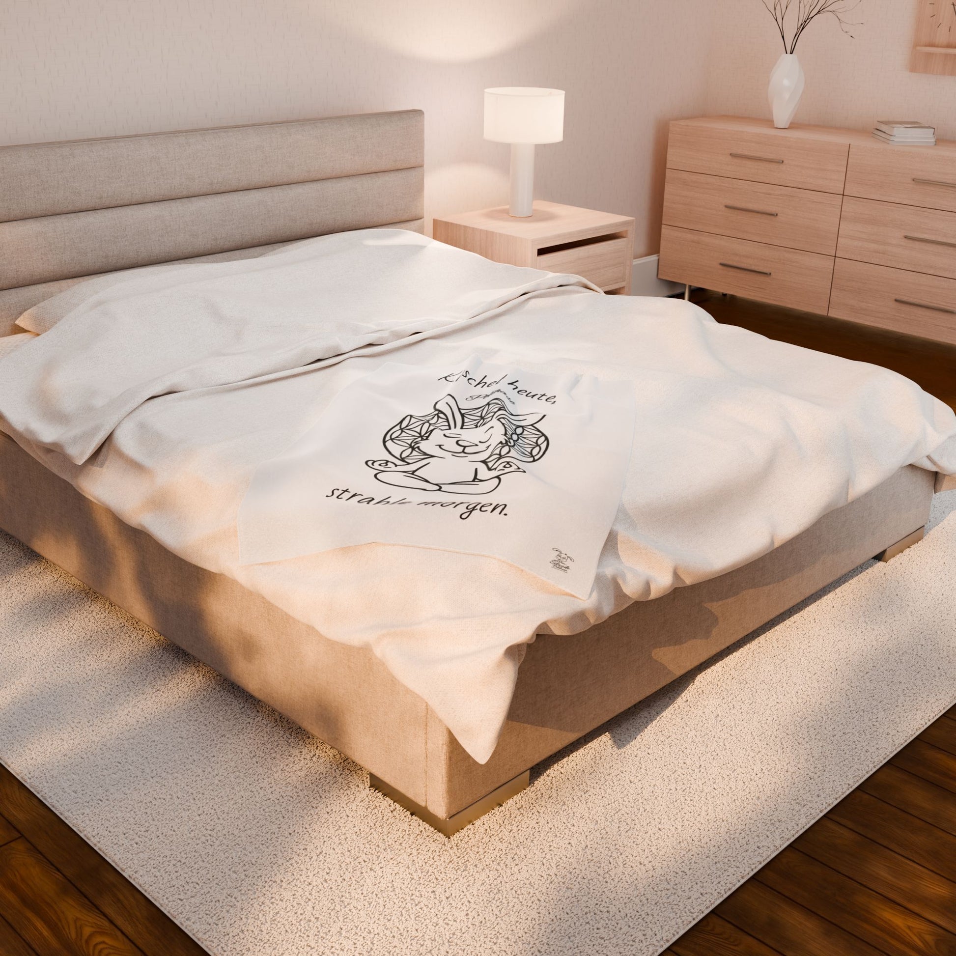 Plüschdecke zum Kuscheln oder für Meditation, ZEN Polihase, Kuschel heute, strahle Morgen