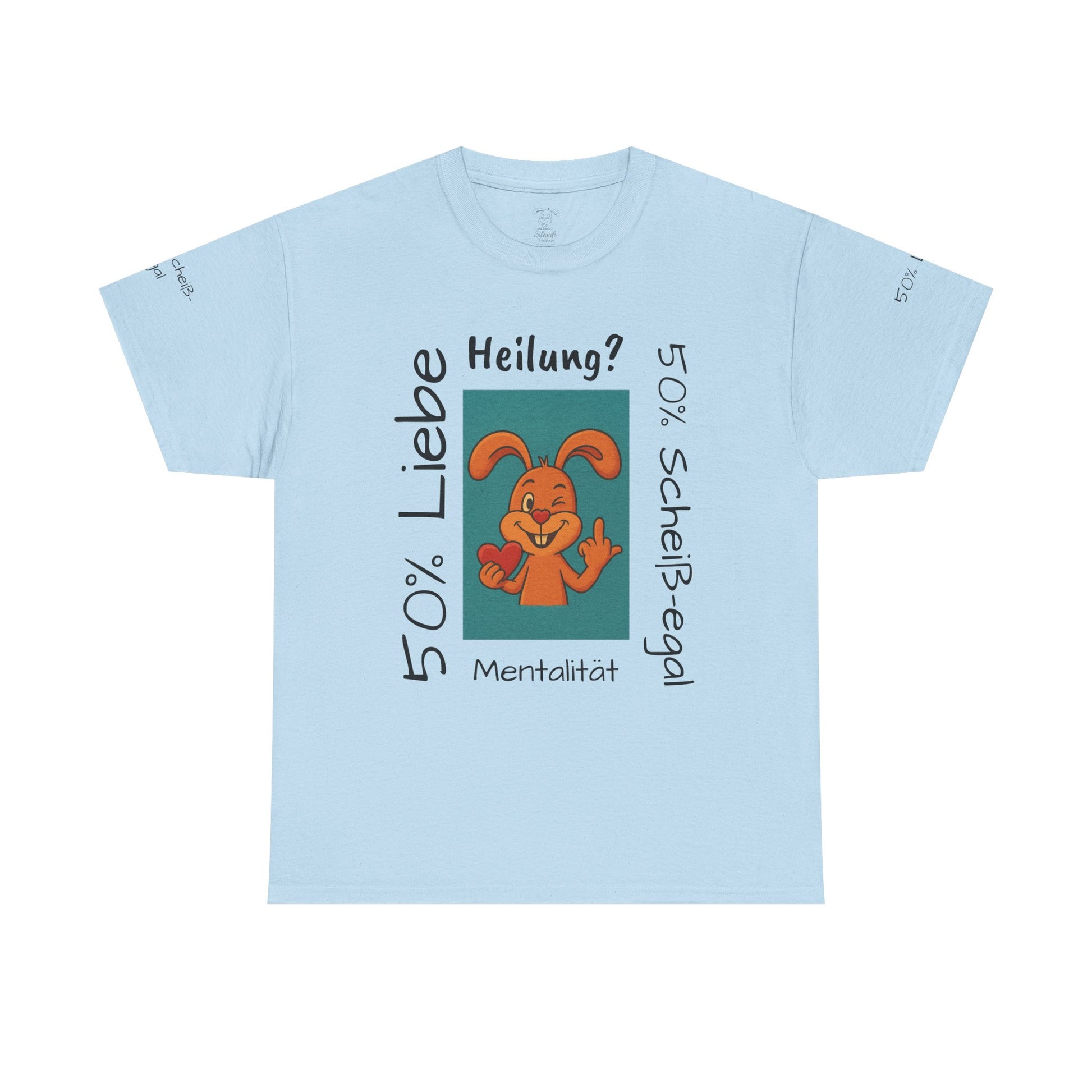 Unisex Baumwoll-T-Shirt Polihase Design 50% Liebe und 50% Scheiß egal