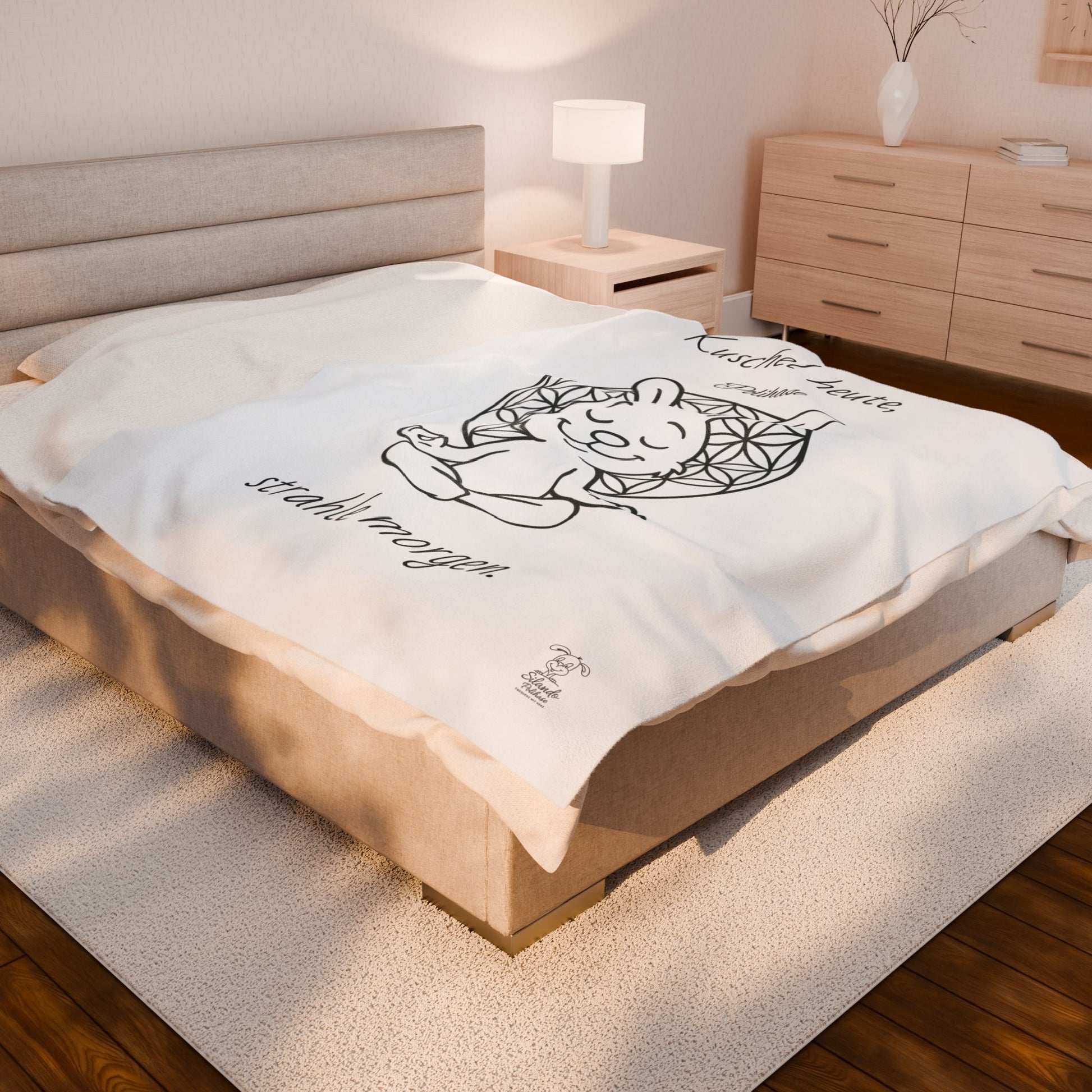 Plüschdecke zum Kuscheln oder für Meditation, ZEN Polihase, Kuschel heute, strahle Morgen