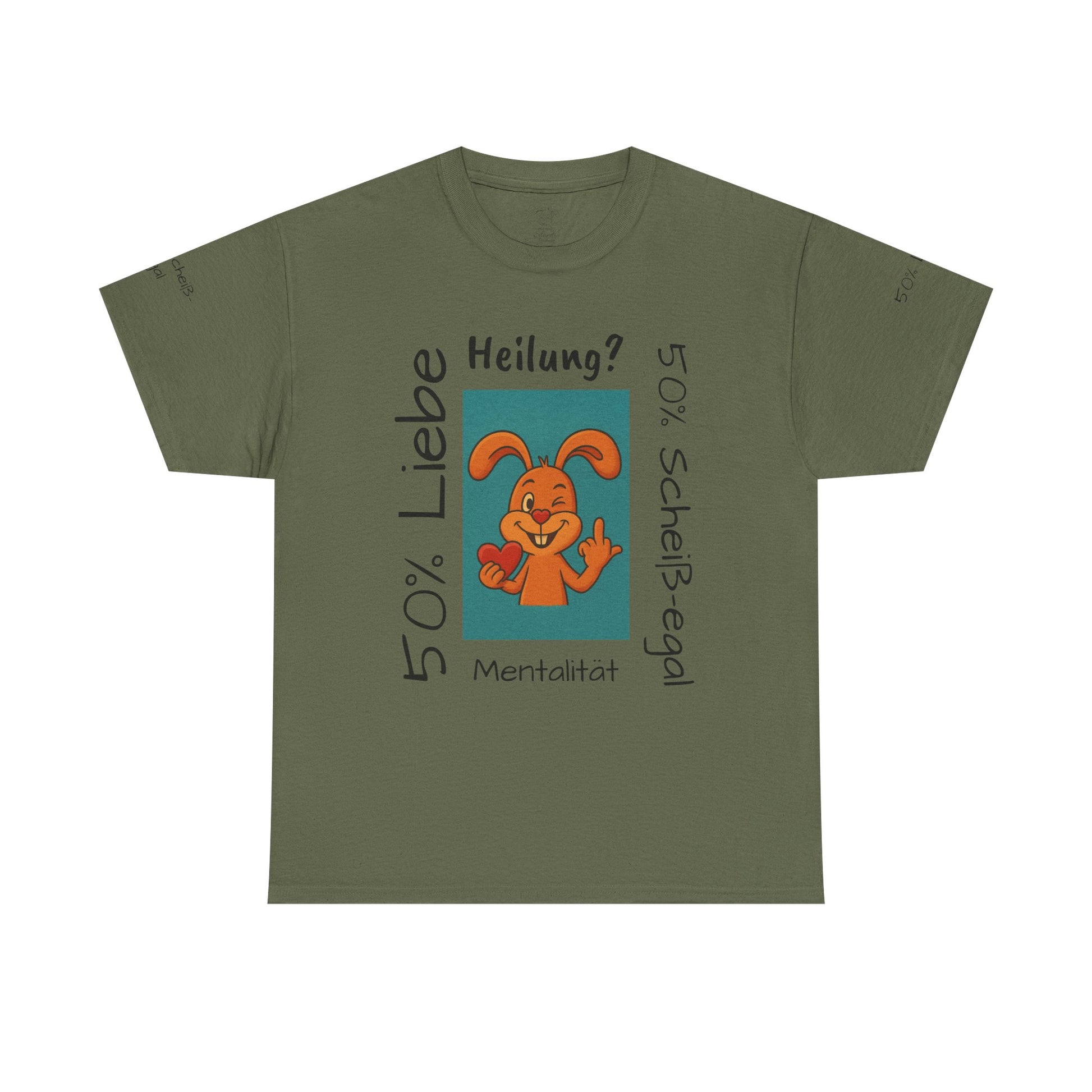 Unisex Baumwoll-T-Shirt Polihase Design 50% Liebe und 50% Scheiß egal
