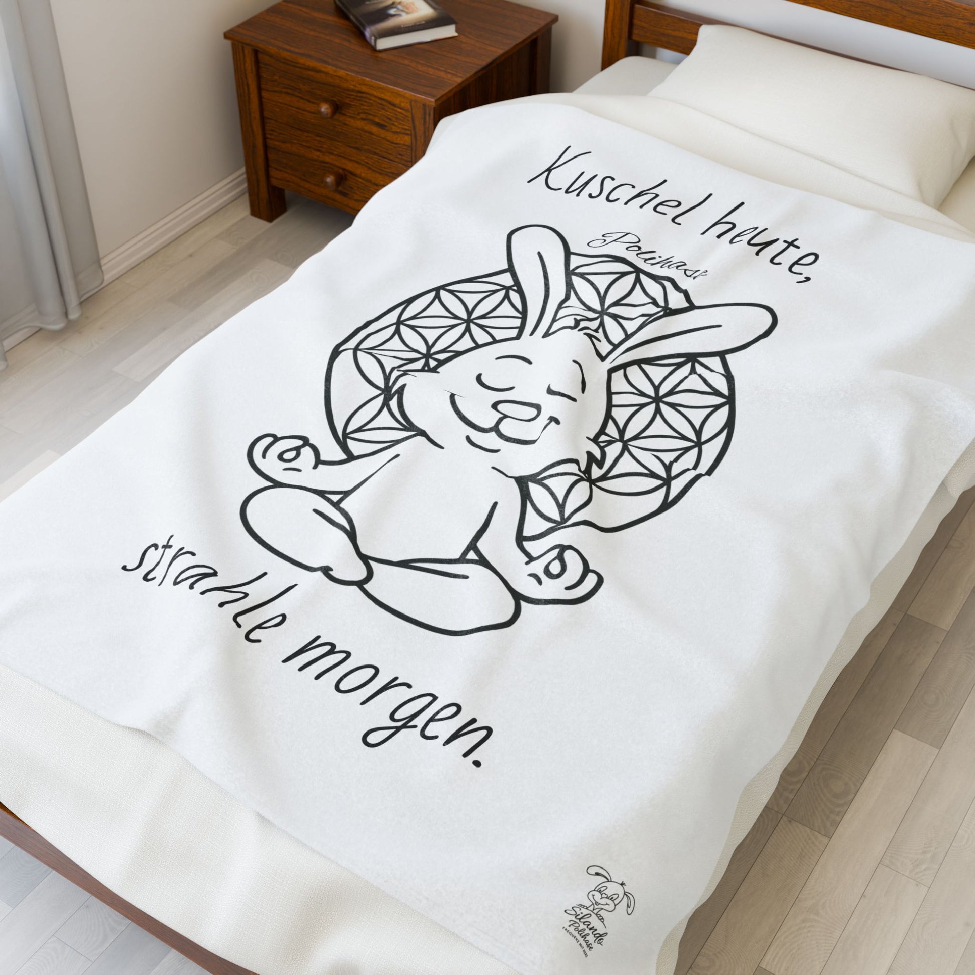 Plüschdecke zum Kuscheln oder für Meditation, ZEN Polihase, Kuschel heute, strahle Morgen