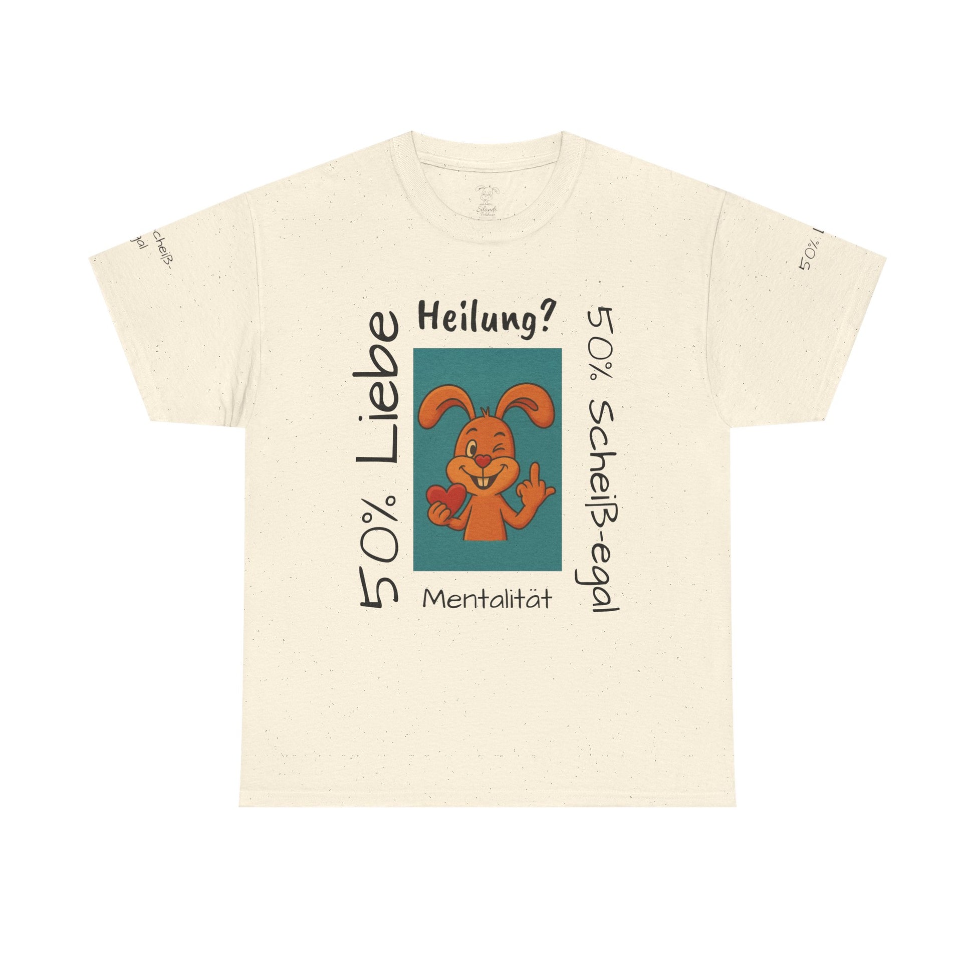 Unisex Baumwoll-T-Shirt Polihase Design 50% Liebe und 50% Scheiß egal