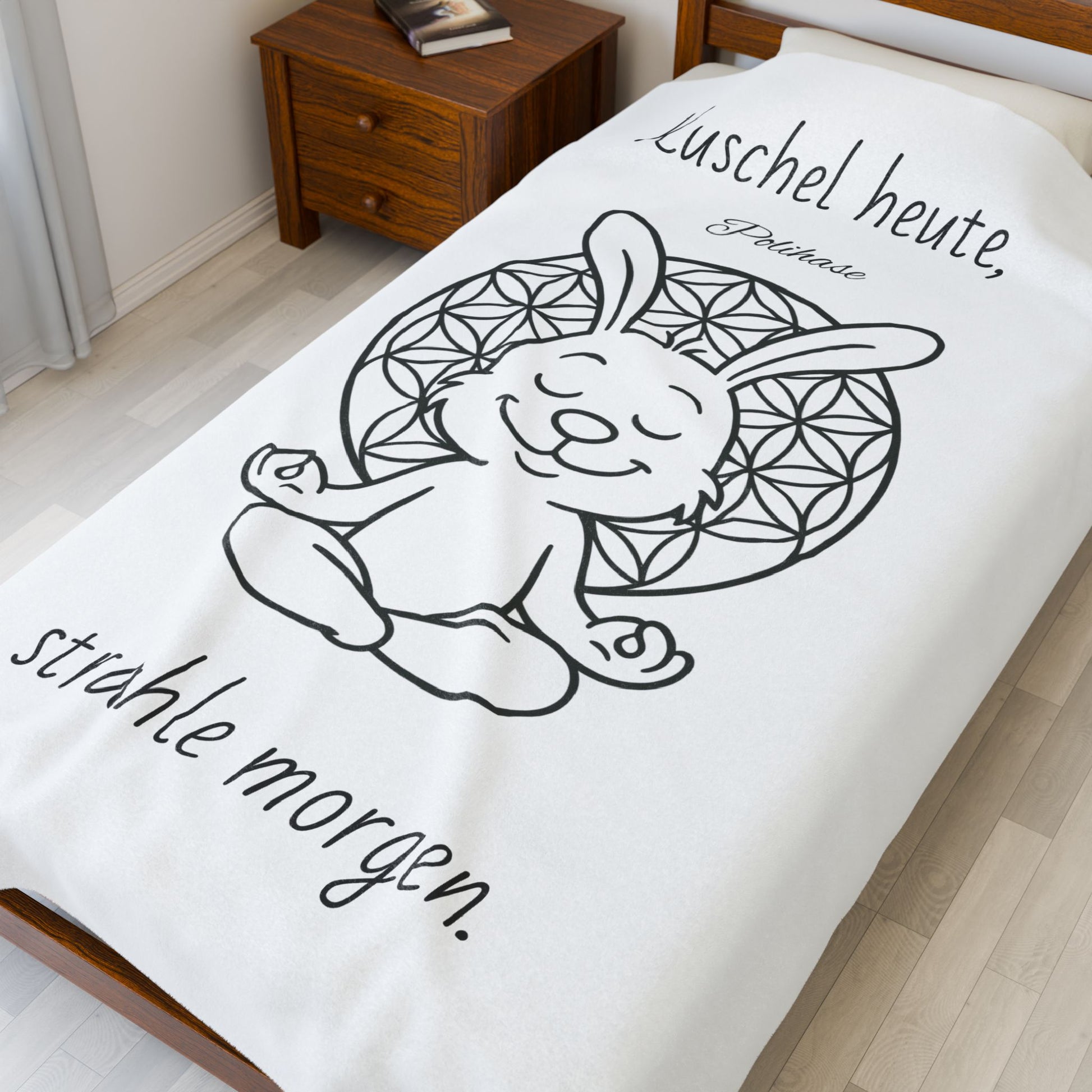 Plüschdecke zum Kuscheln oder für Meditation, ZEN Polihase, Kuschel heute, strahle Morgen