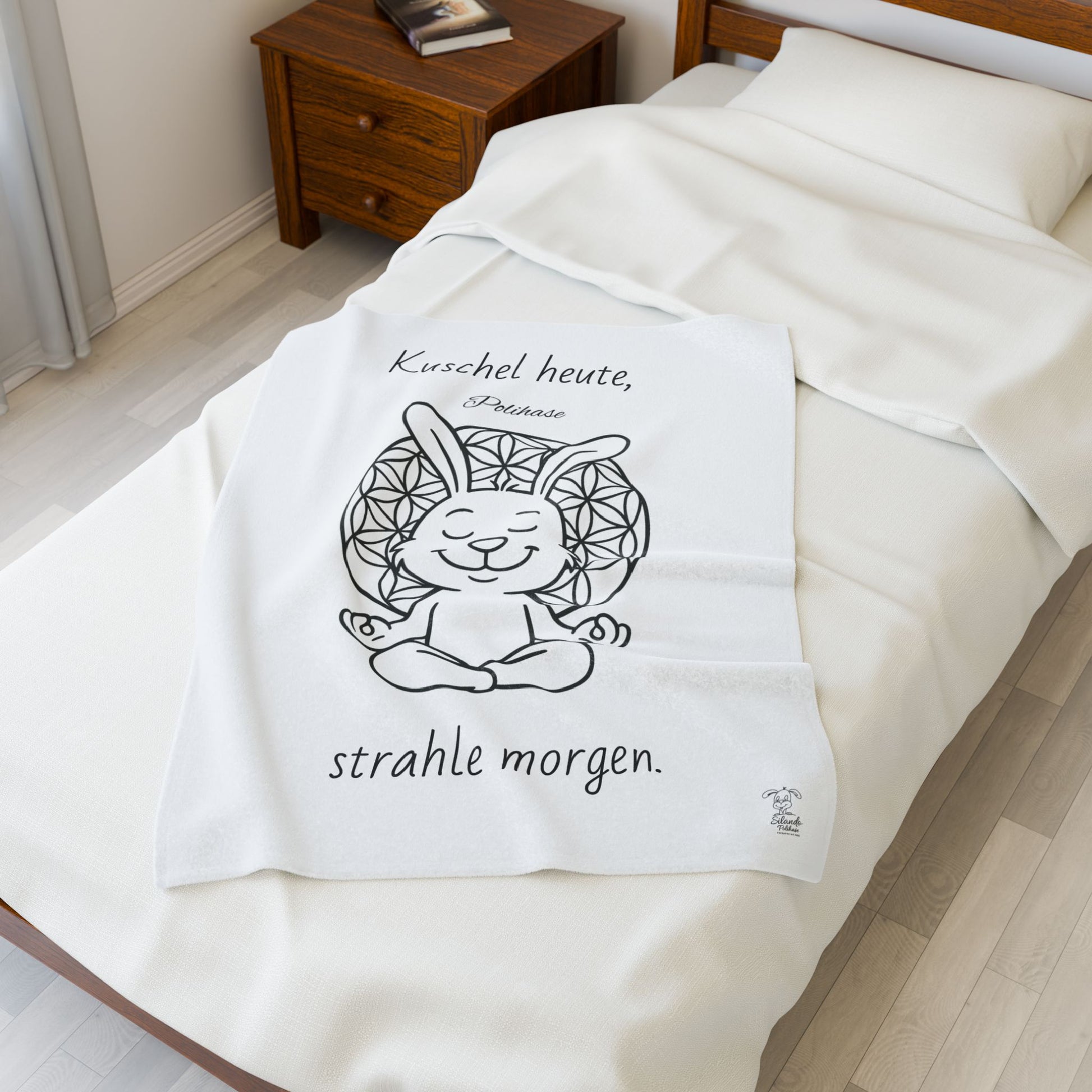 Plüschdecke zum Kuscheln oder für Meditation, ZEN Polihase, Kuschel heute, strahle Morgen