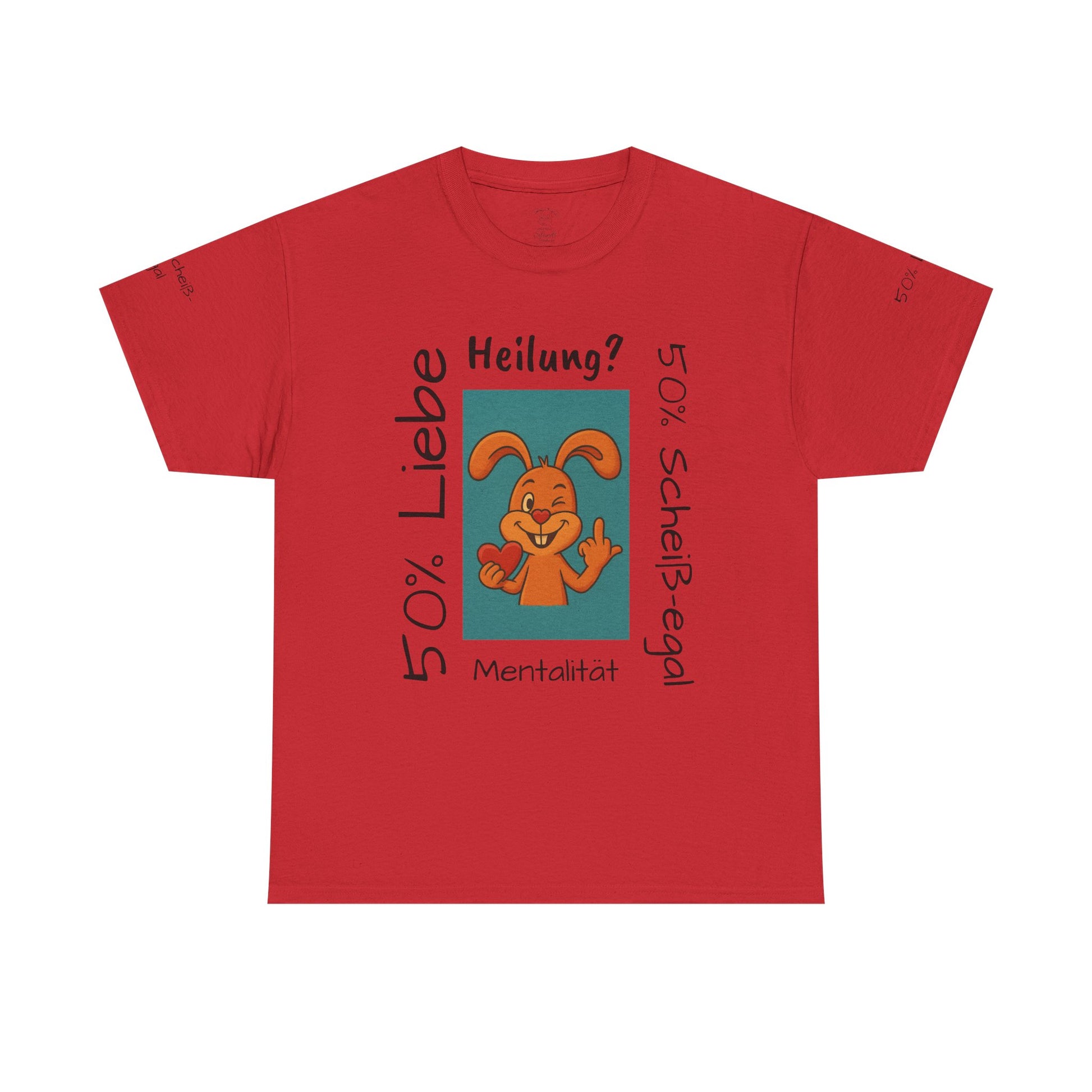Unisex Baumwoll-T-Shirt Polihase Design 50% Liebe und 50% Scheiß egal