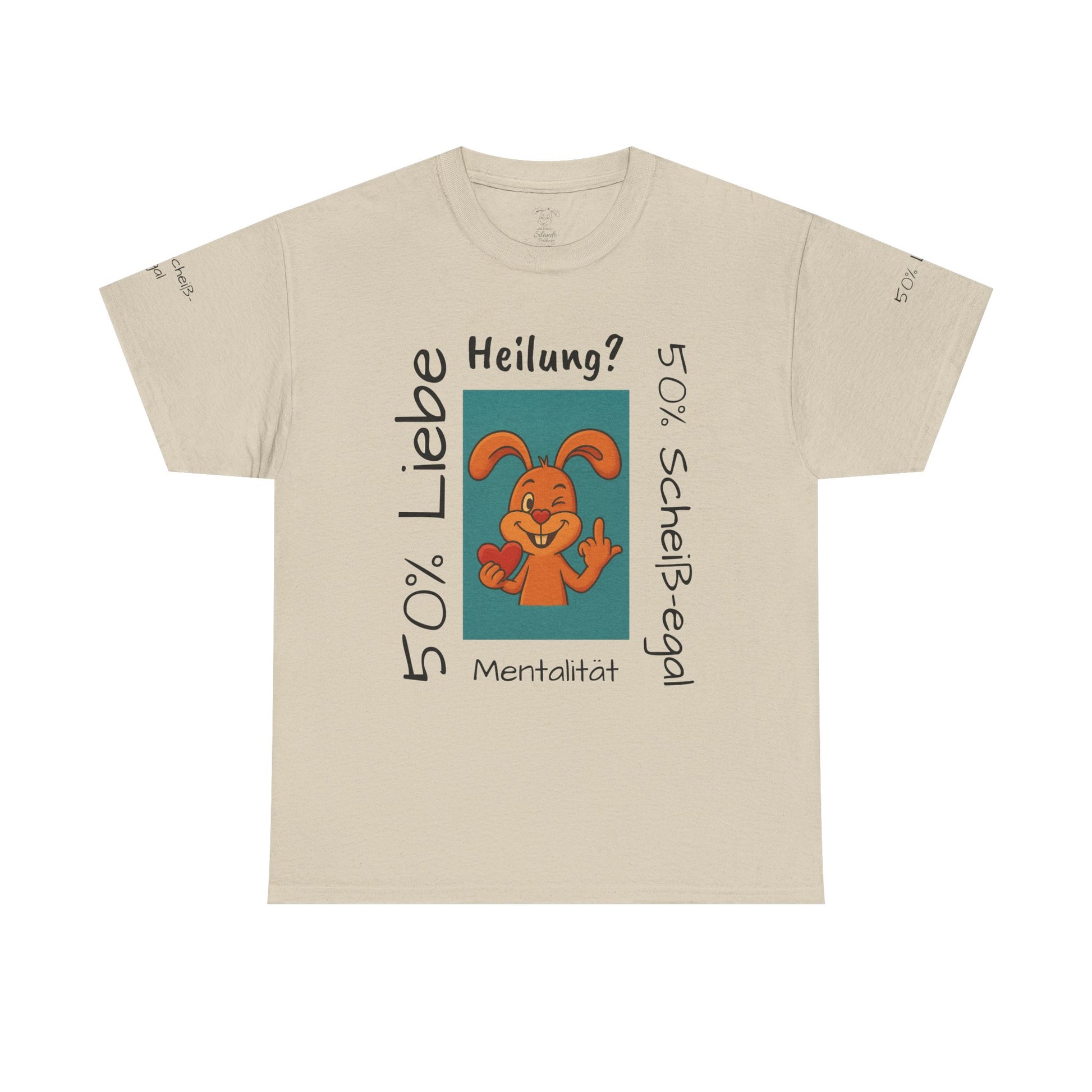 Unisex Baumwoll-T-Shirt Polihase Design 50% Liebe und 50% Scheiß egal