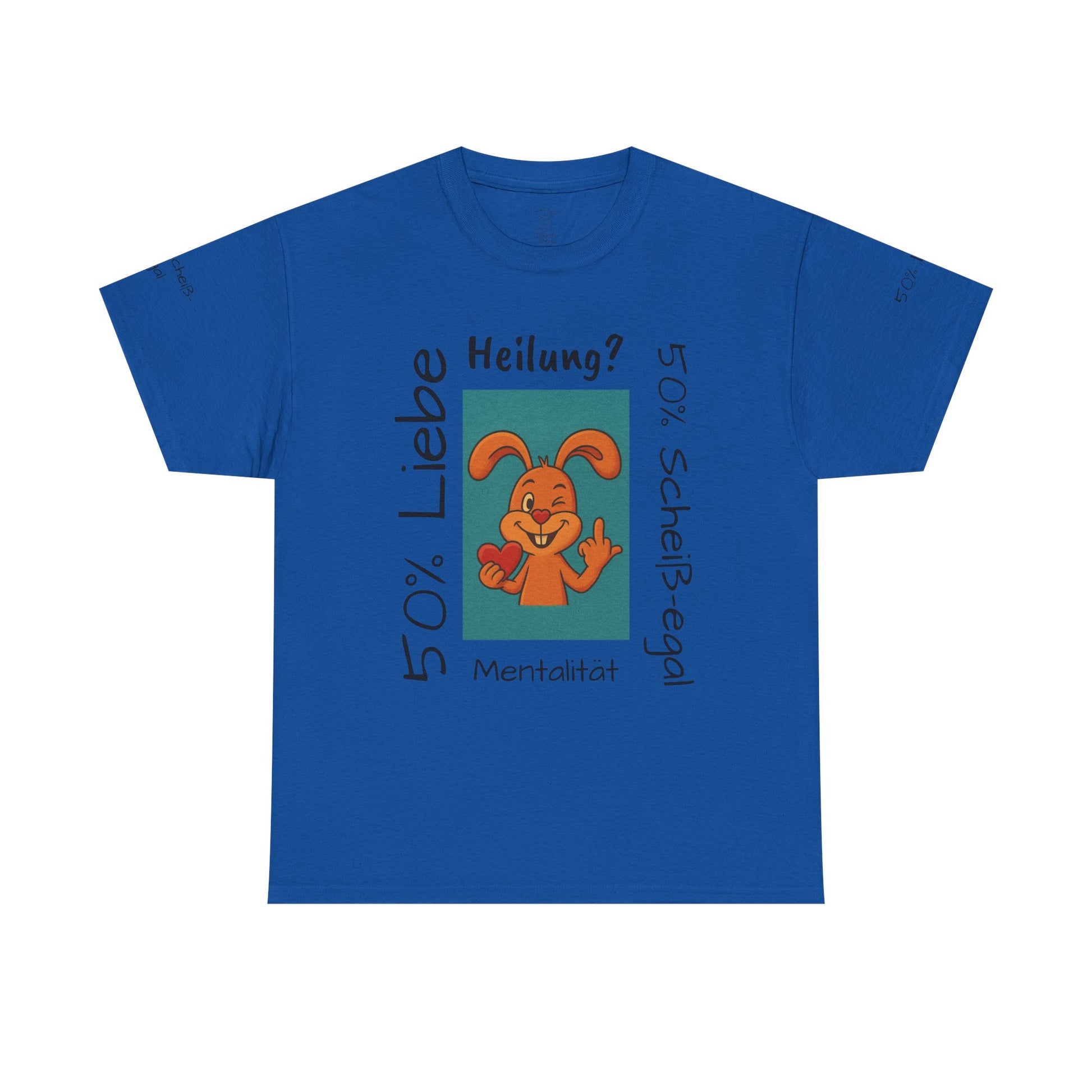Unisex Baumwoll-T-Shirt Polihase Design 50% Liebe und 50% Scheiß egal