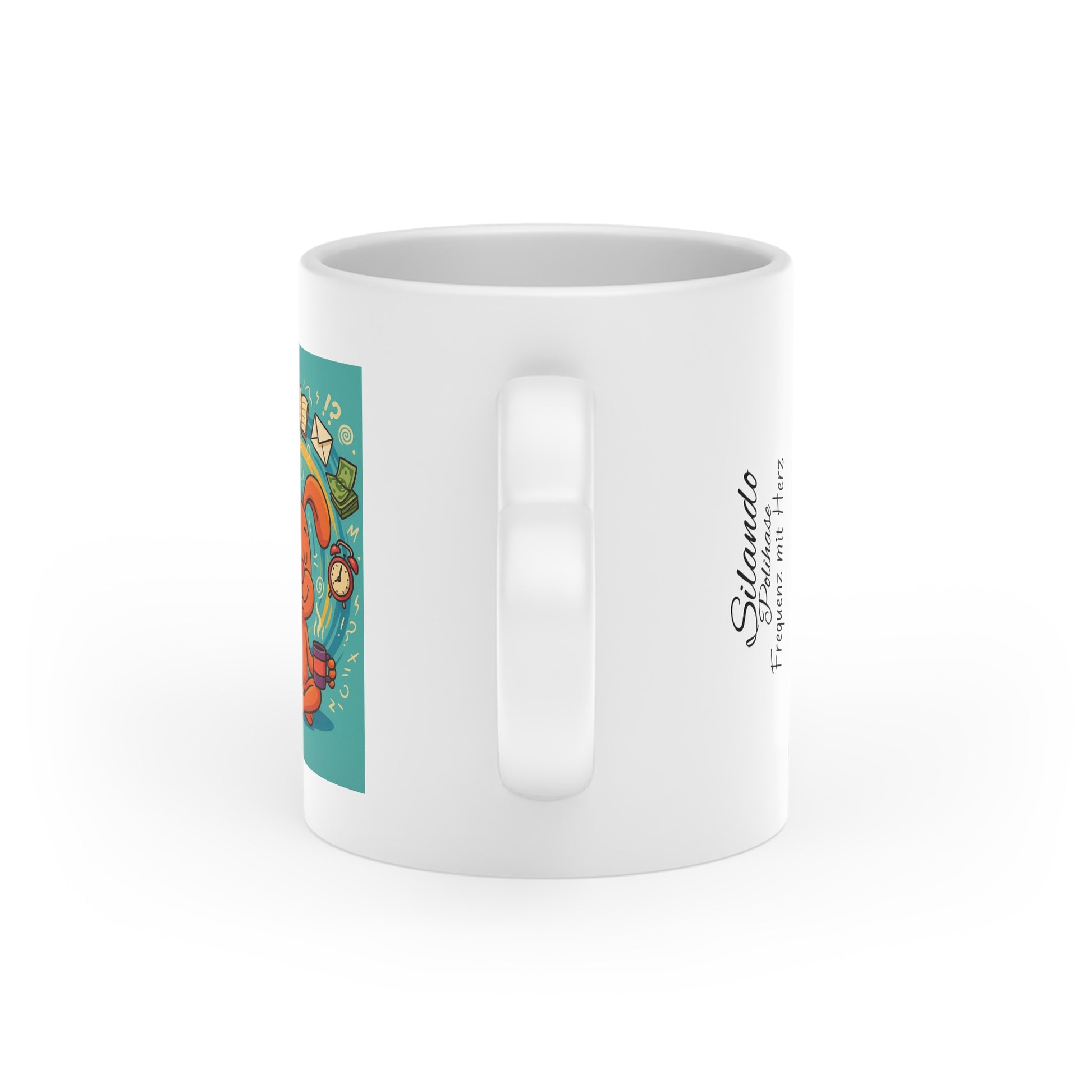 Morgenglück im Chaos mit Polihase, Herzförmige Motivationstasse, süßes Design,