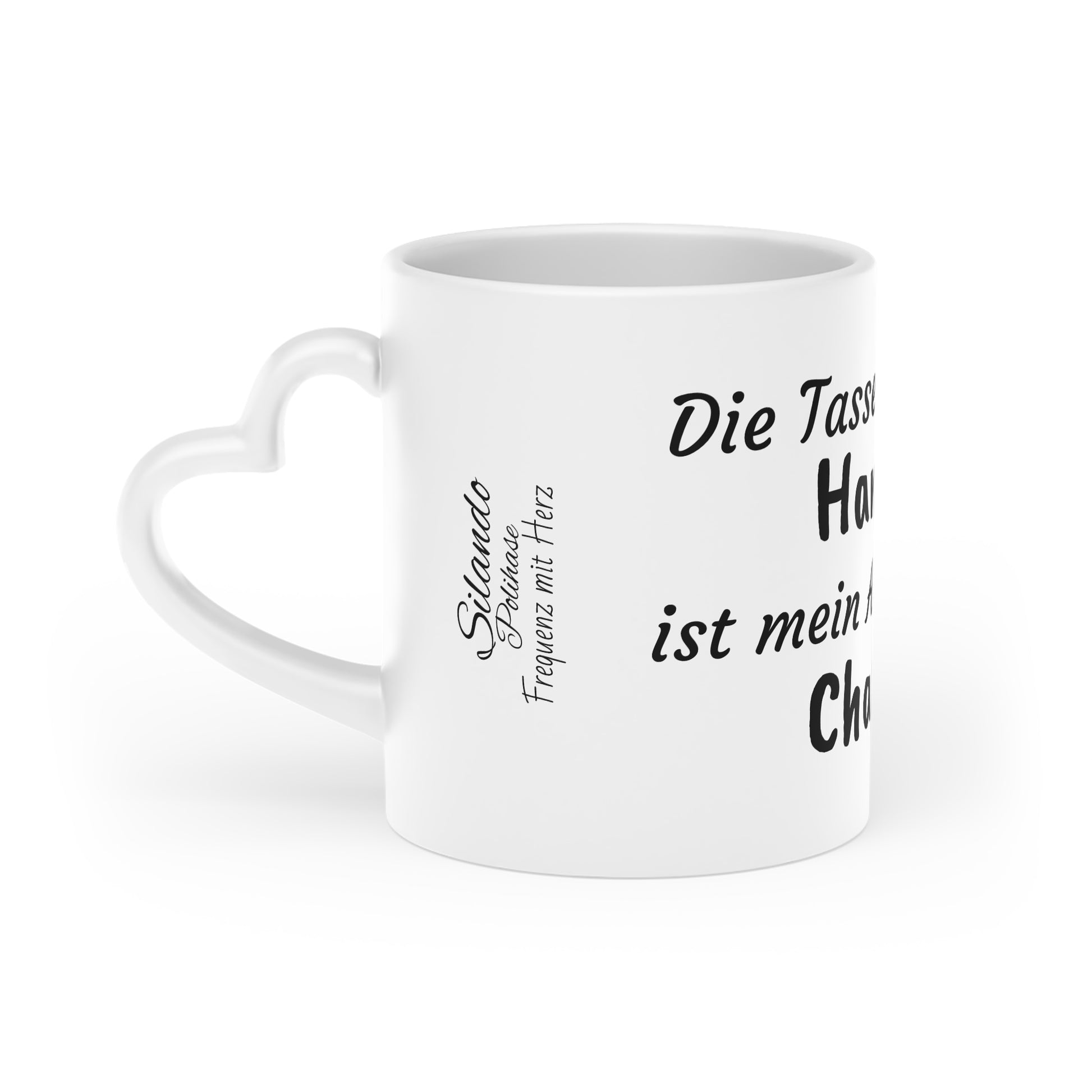 Morgenglück im Chaos mit Polihase, Herzförmige Motivationstasse, süßes Design,