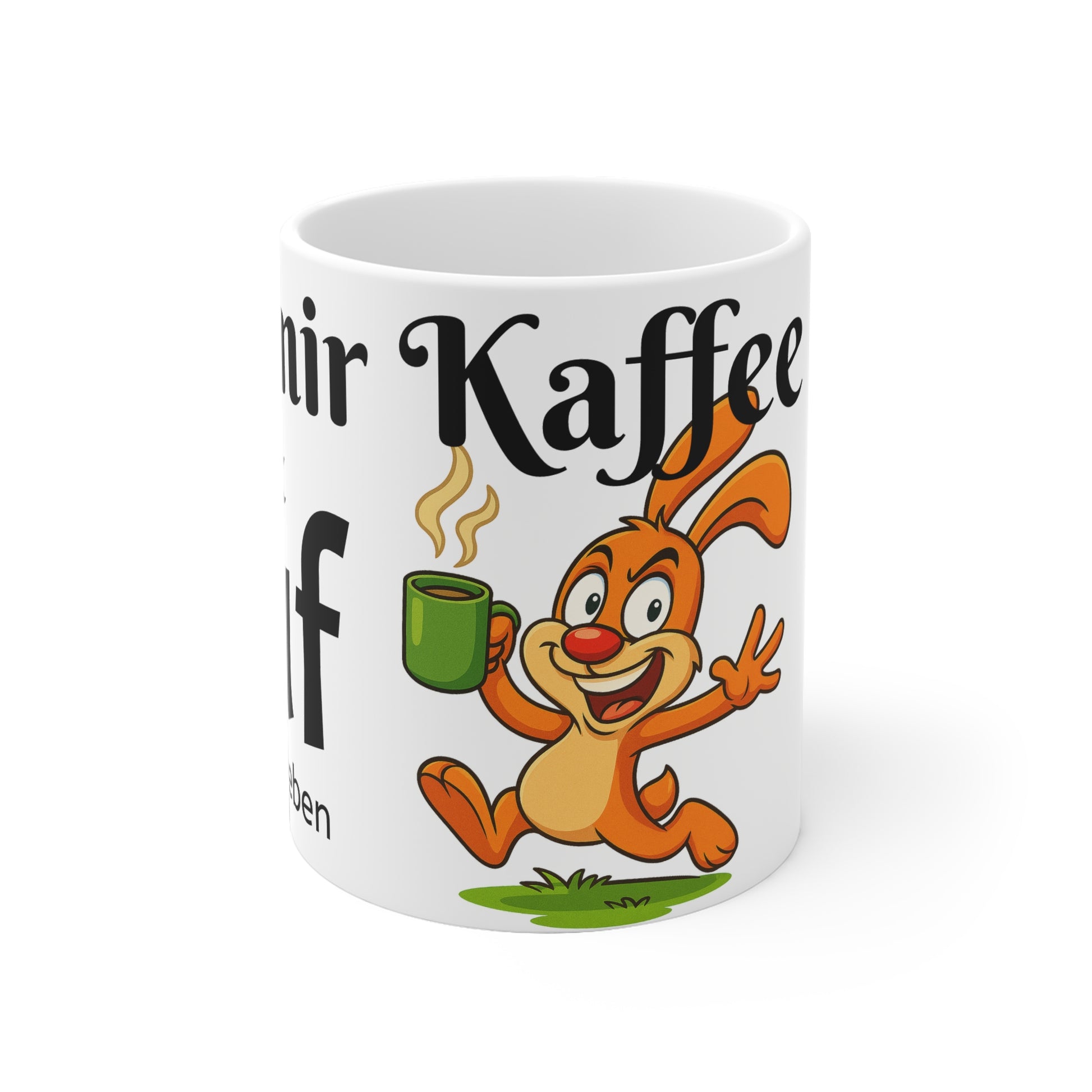 Gib mir Kaffe oder Lauf, Fröhliche Polihase Keramiktasse, süße Kaffeetasse für Kaffeliebhaber