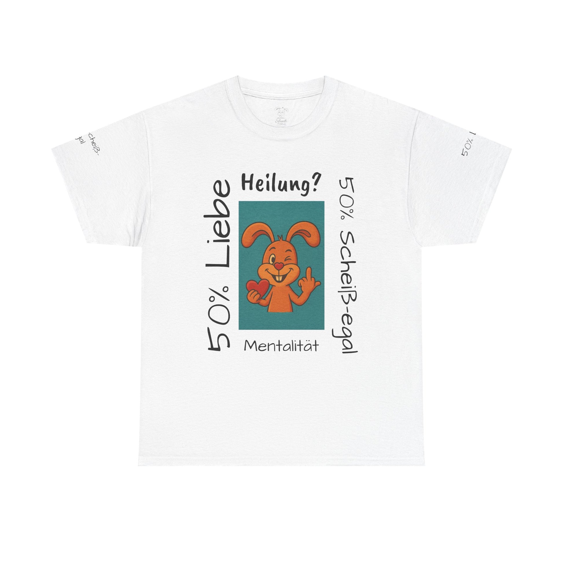 Unisex Baumwoll-T-Shirt Polihase Design 50% Liebe und 50% Scheiß egal
