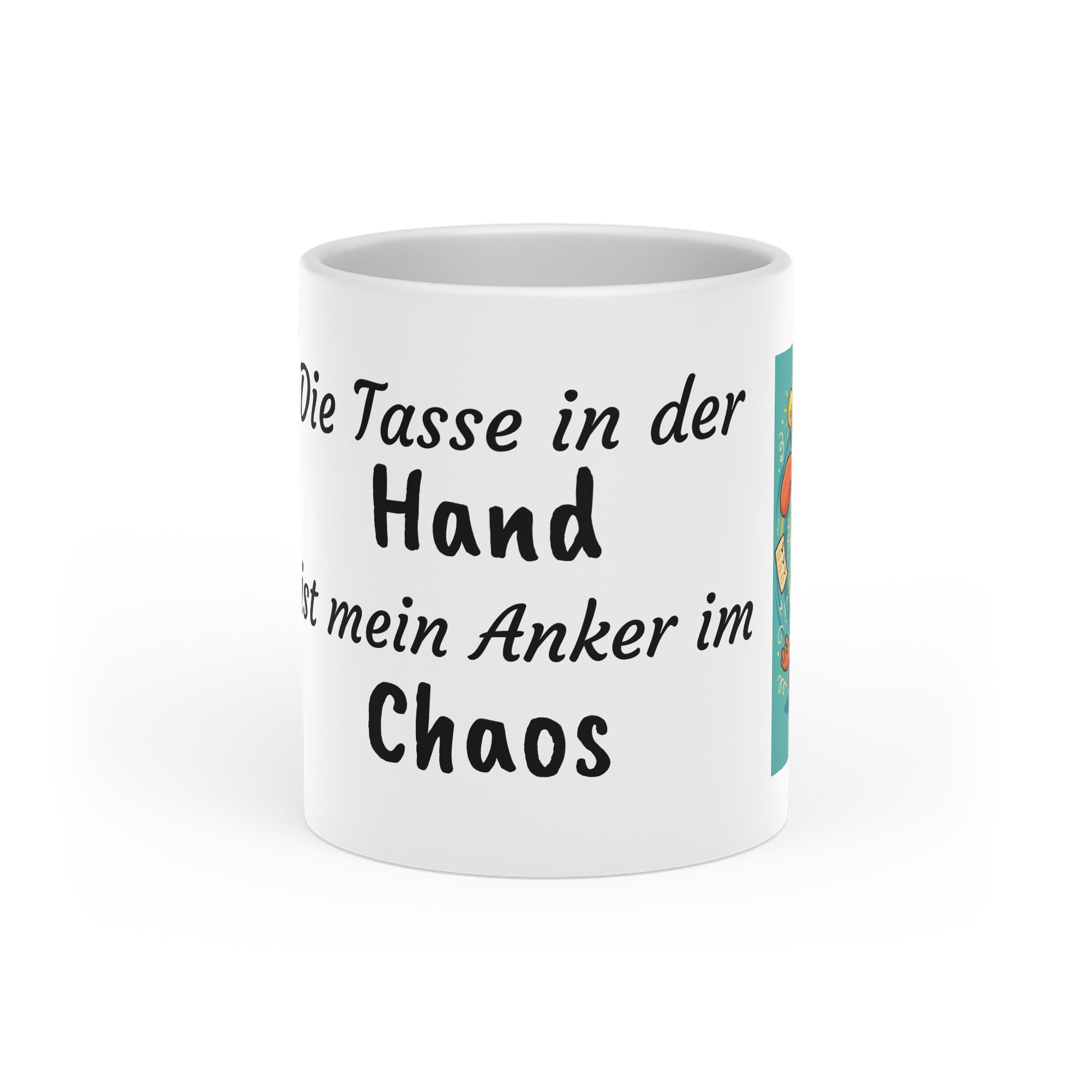 Morgenglück im Chaos mit Polihase, Herzförmige Motivationstasse, süßes Design,