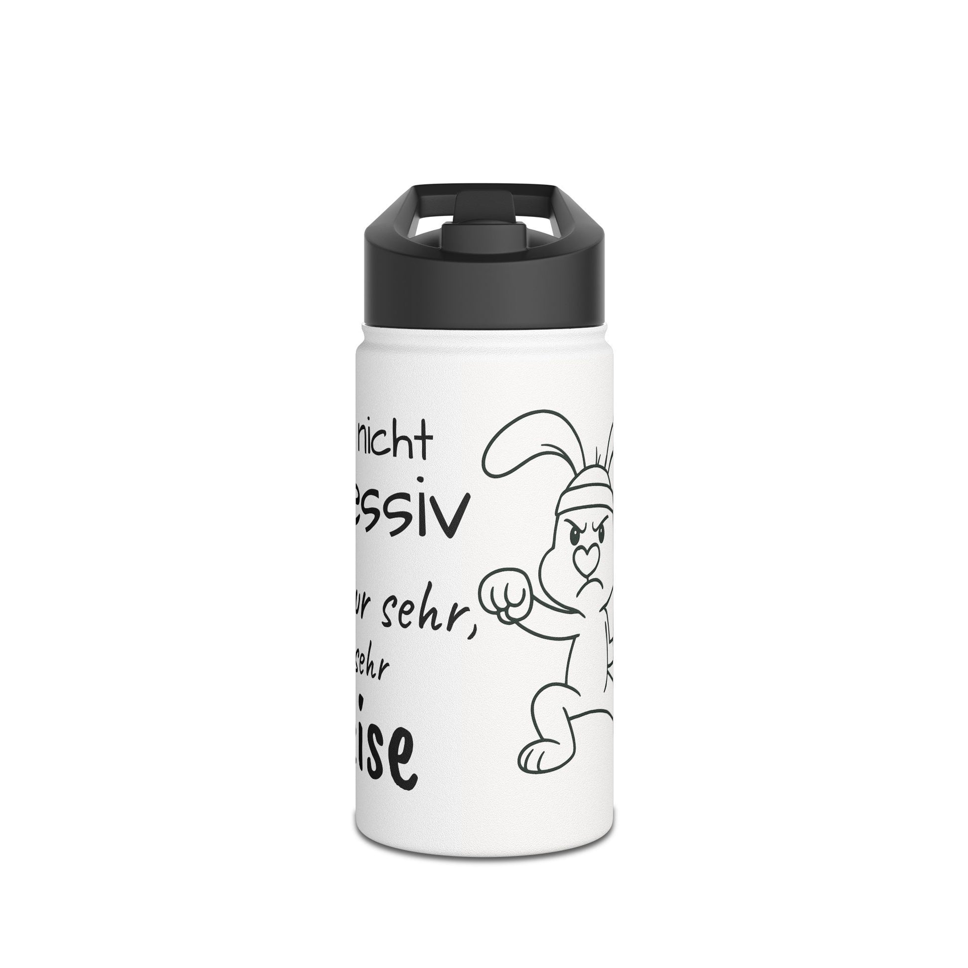 Motivierende Wasserflasche aus Edelstahl Polihase ich bin nicht aggressiv