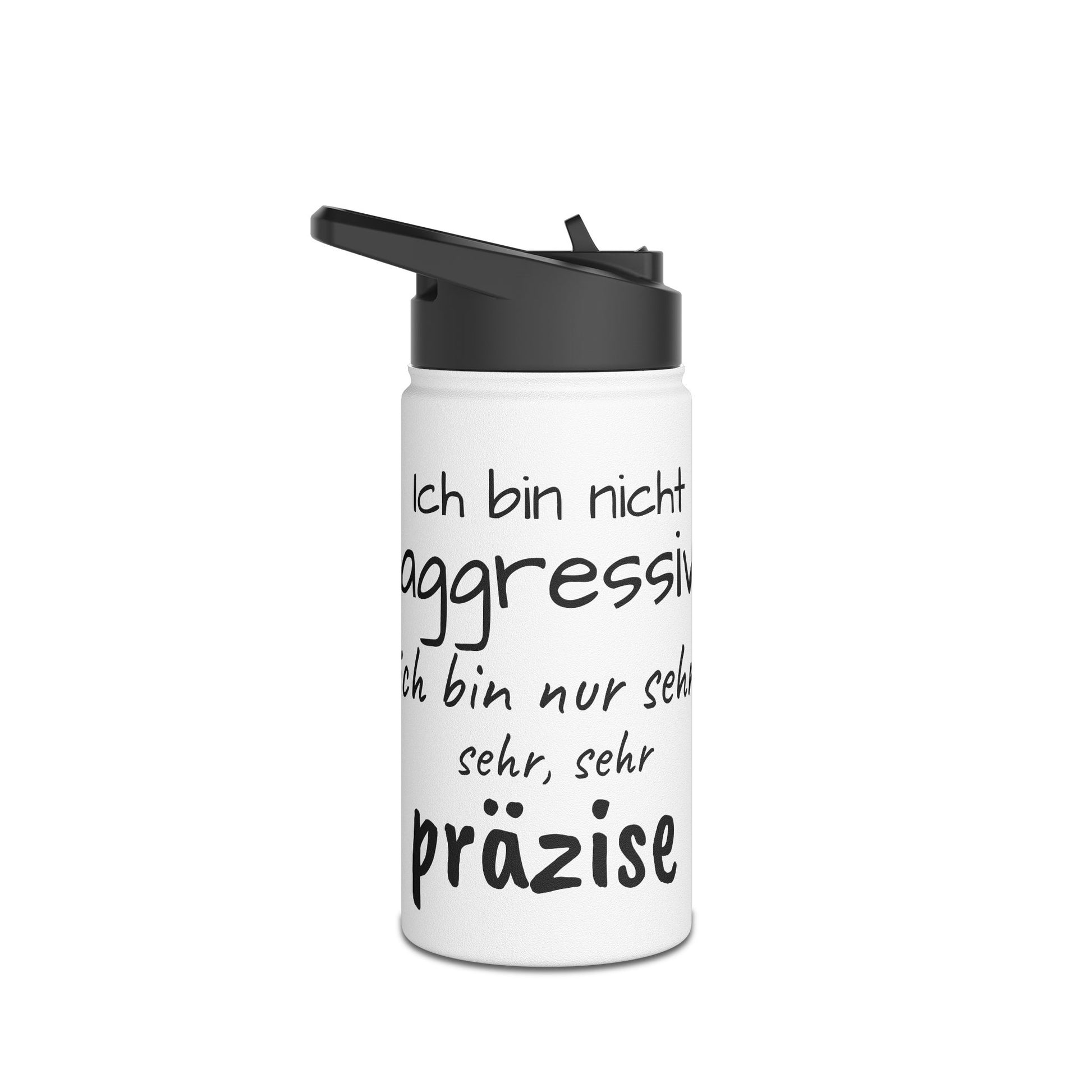 Motivierende Wasserflasche aus Edelstahl Polihase ich bin nicht aggressiv