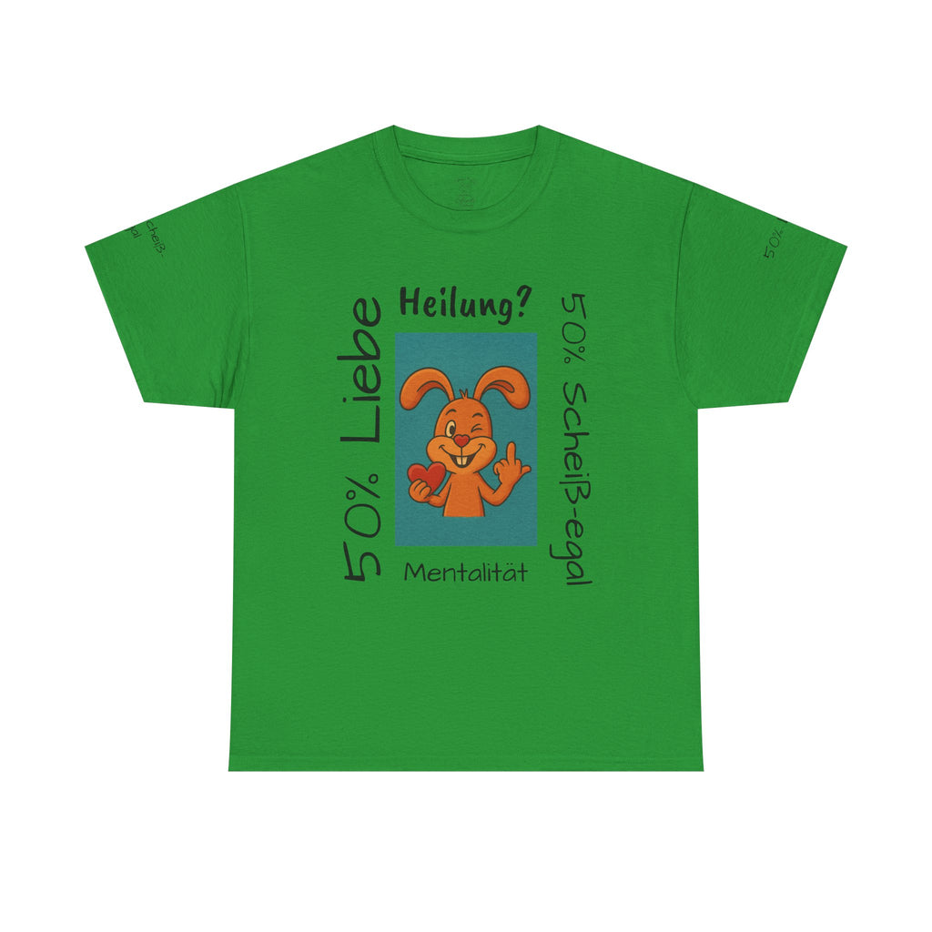 Unisex Baumwoll-T-Shirt Polihase Design 50% Liebe und 50% Scheiß egal