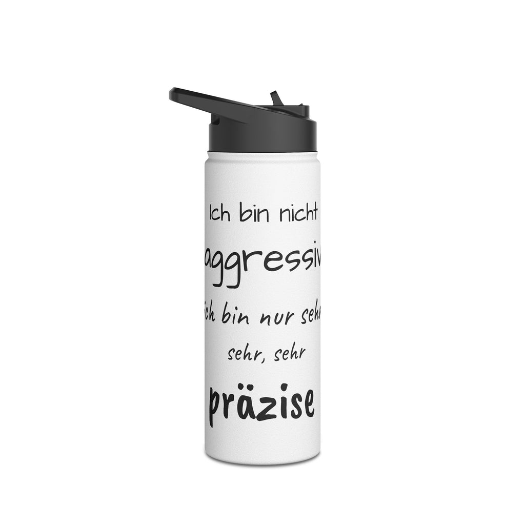 Motivierende Wasserflasche aus Edelstahl Polihase ich bin nicht aggressiv