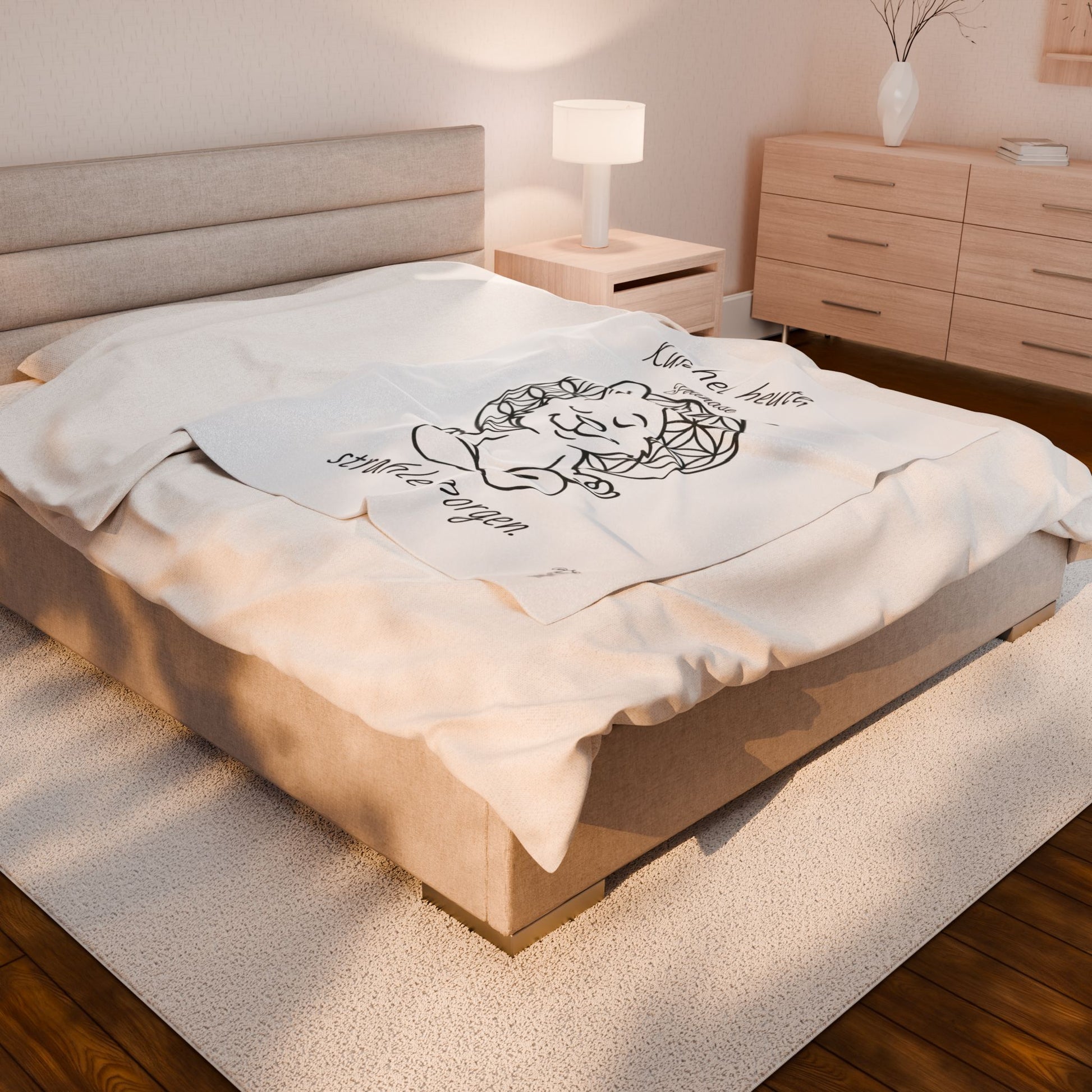 Plüschdecke zum Kuscheln oder für Meditation, ZEN Polihase, Kuschel heute, strahle Morgen