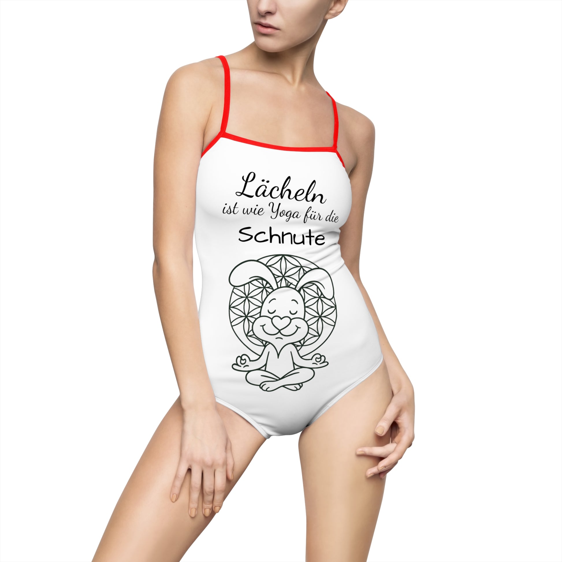 Badeanzug, Polihase Design, Lächeln ist wie Yoga für die Schnute,