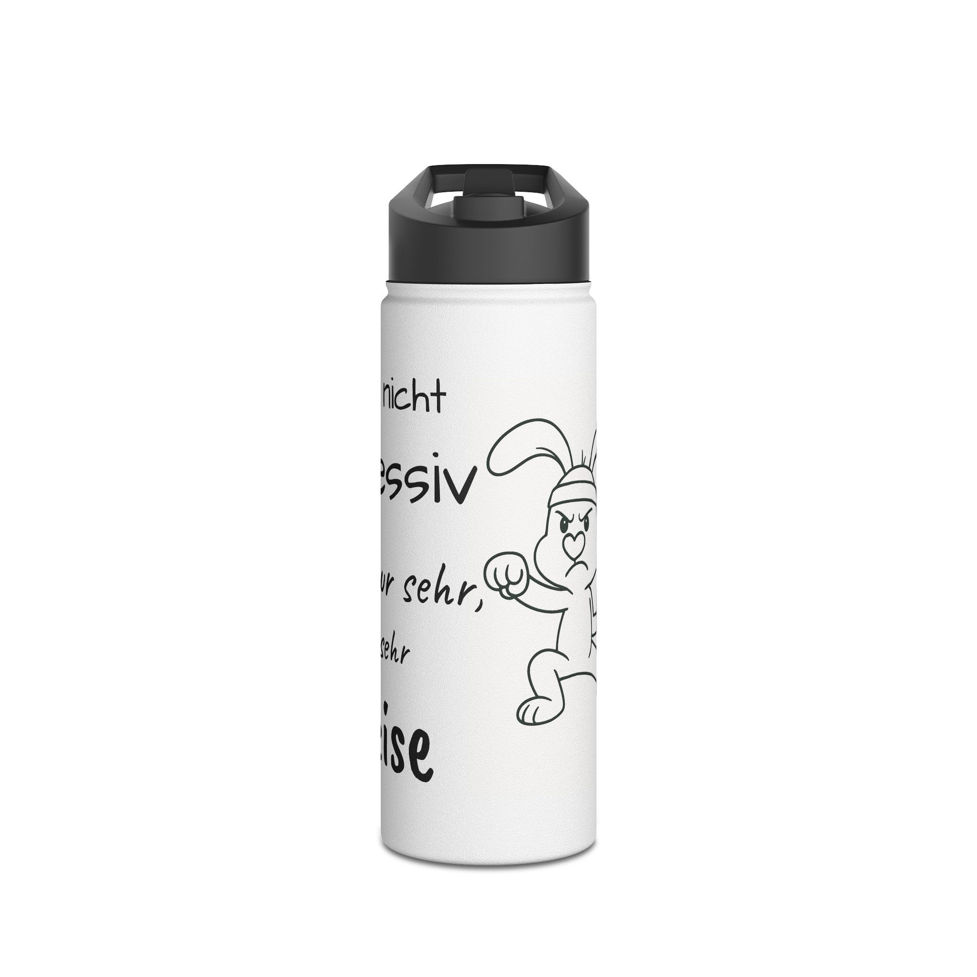 Motivierende Wasserflasche aus Edelstahl Polihase ich bin nicht aggressiv